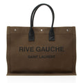 Saint Laurent Canvas Calfskin Rive Gauche Large Tote