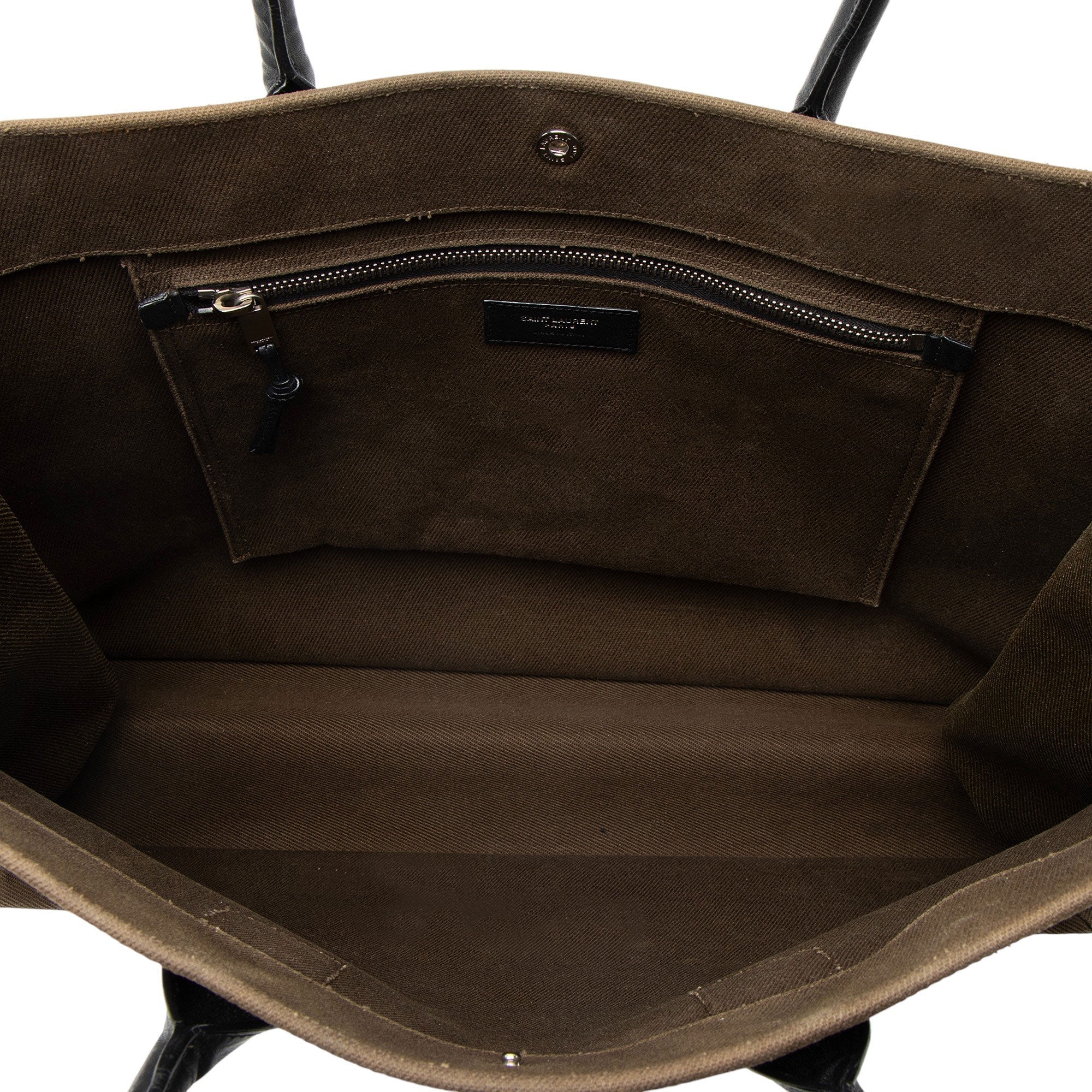 Saint Laurent Canvas Calfskin Rive Gauche Large Tote