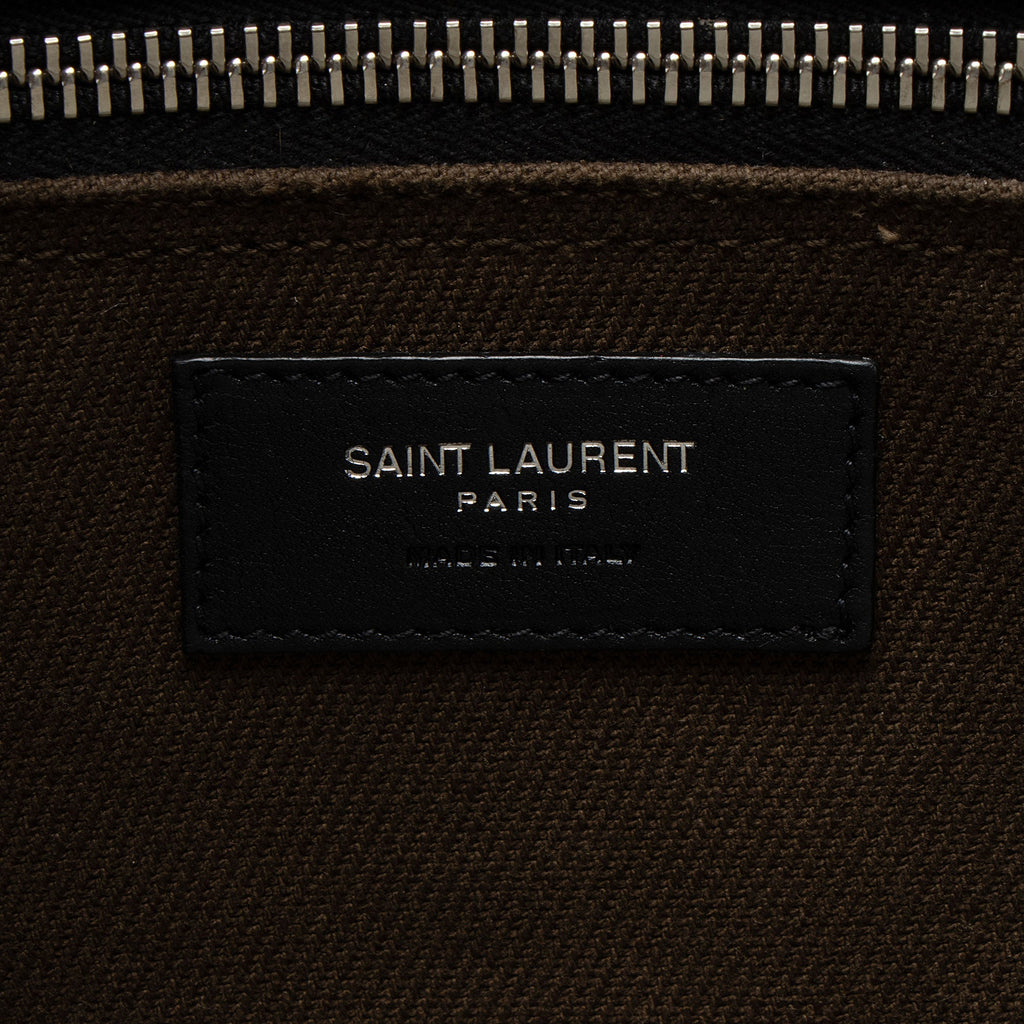 Saint Laurent Canvas Calfskin Rive Gauche Large Tote
