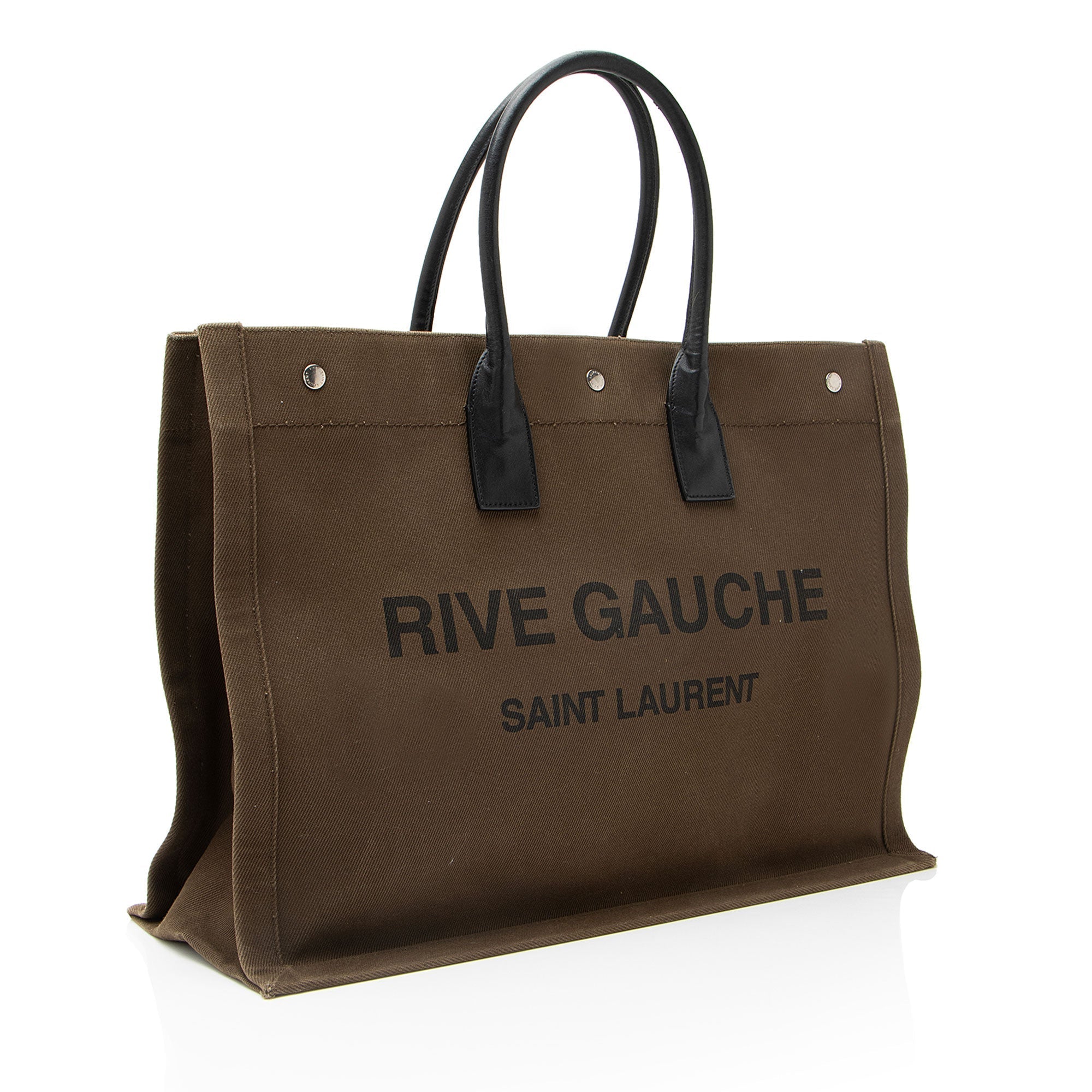 Saint Laurent Canvas Calfskin Rive Gauche Large Tote
