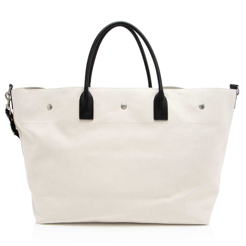 Saint Laurent Canvas Calfskin Rive Gauche Maxi Tote