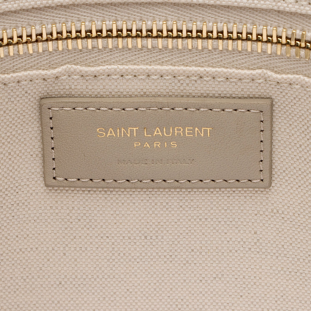 Saint Laurent Canvas Calfskin Rive Gauche Small Tote (SHF-UbHsVK)