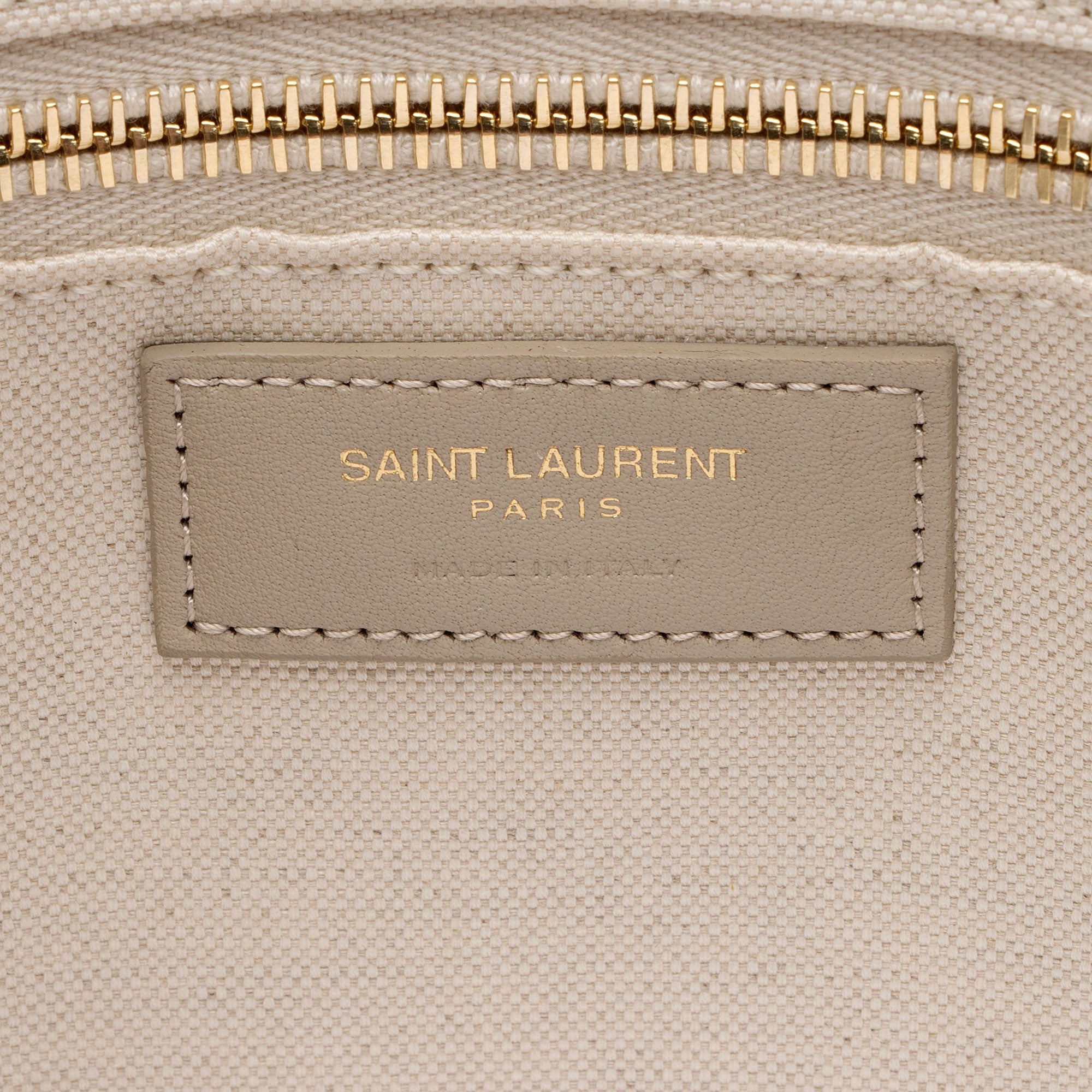 Saint Laurent Canvas Calfskin Rive Gauche Small Tote (SHF-UbHsVK)
