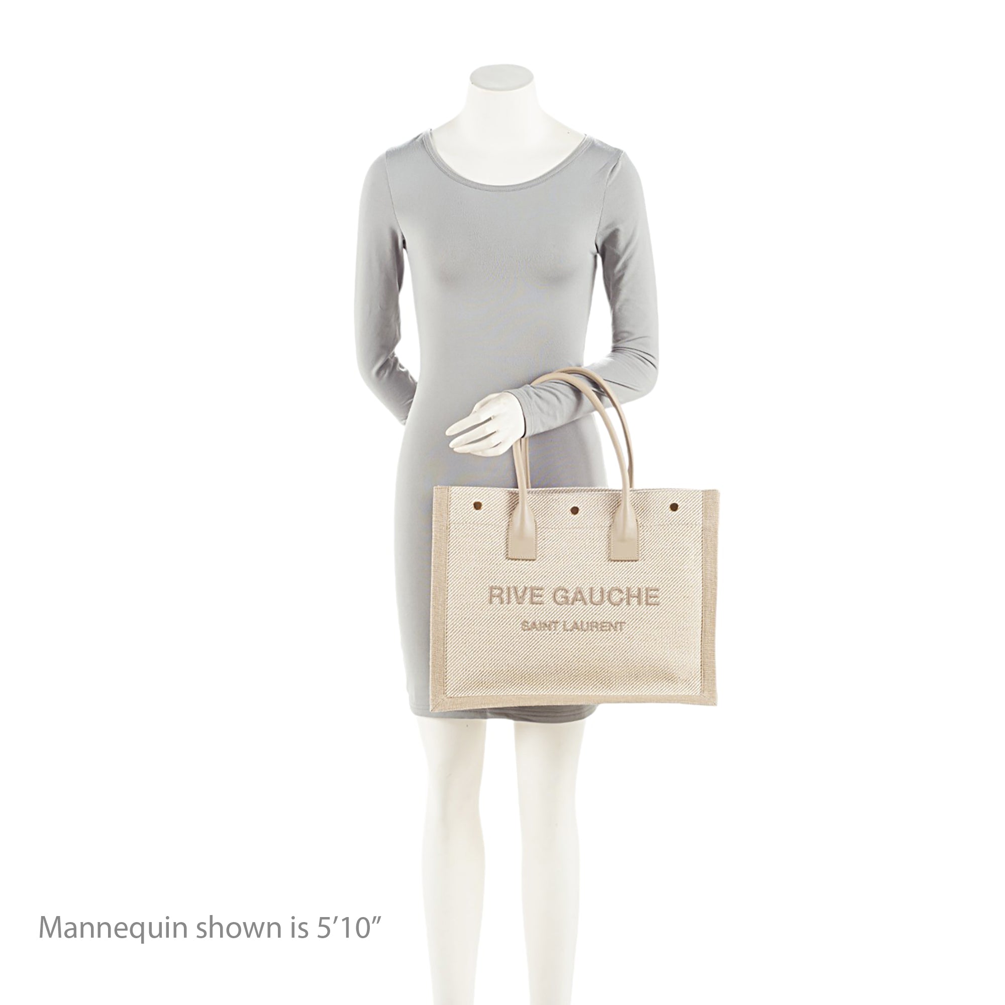 Saint Laurent Canvas Calfskin Rive Gauche Small Tote (SHF-UbHsVK)