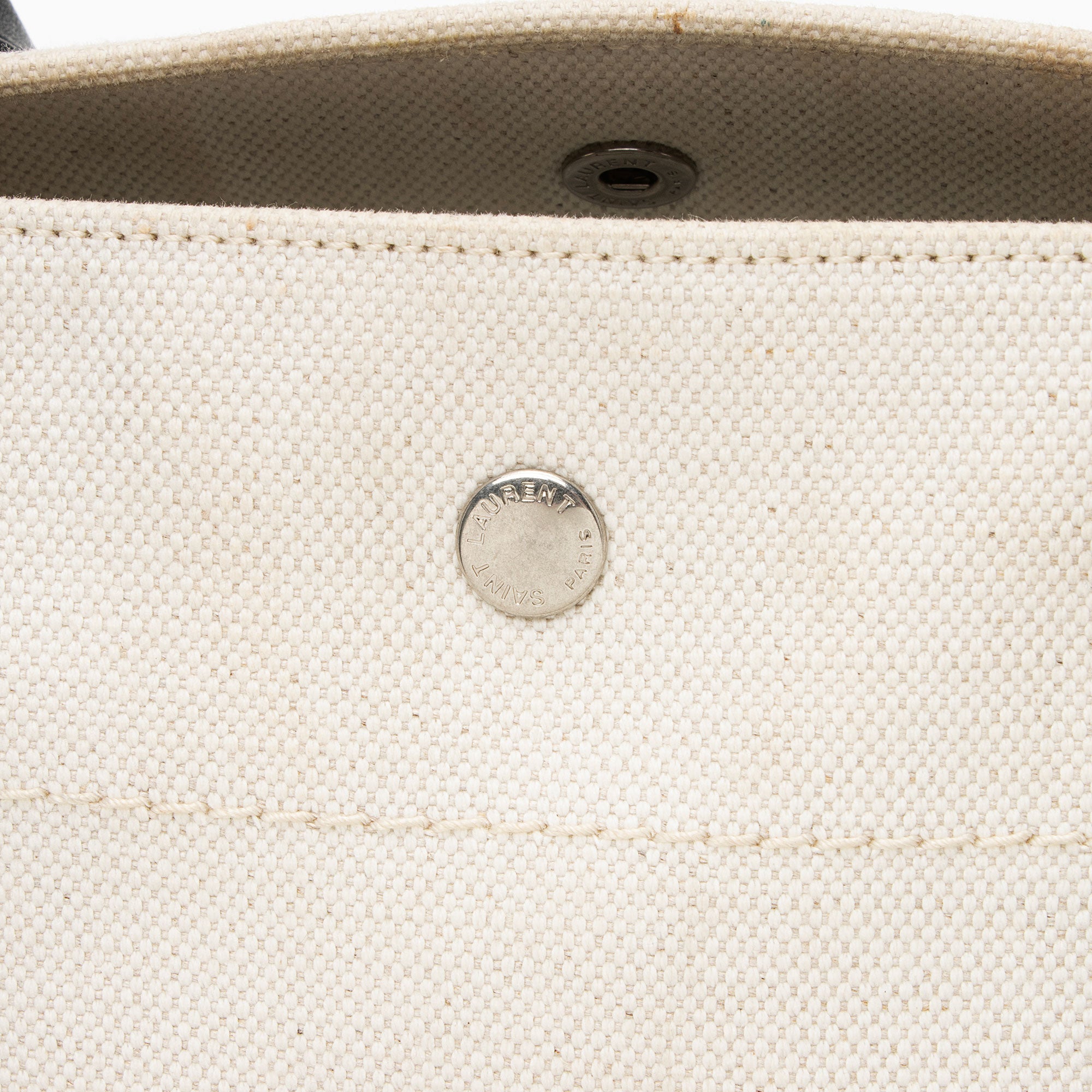 Saint Laurent Canvas Calfskin Rive Gauche Small Tote