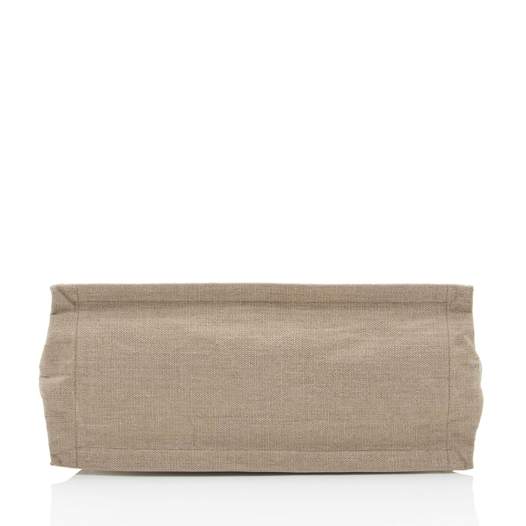 Saint Laurent Canvas Calfskin Rive Gauche Small Tote