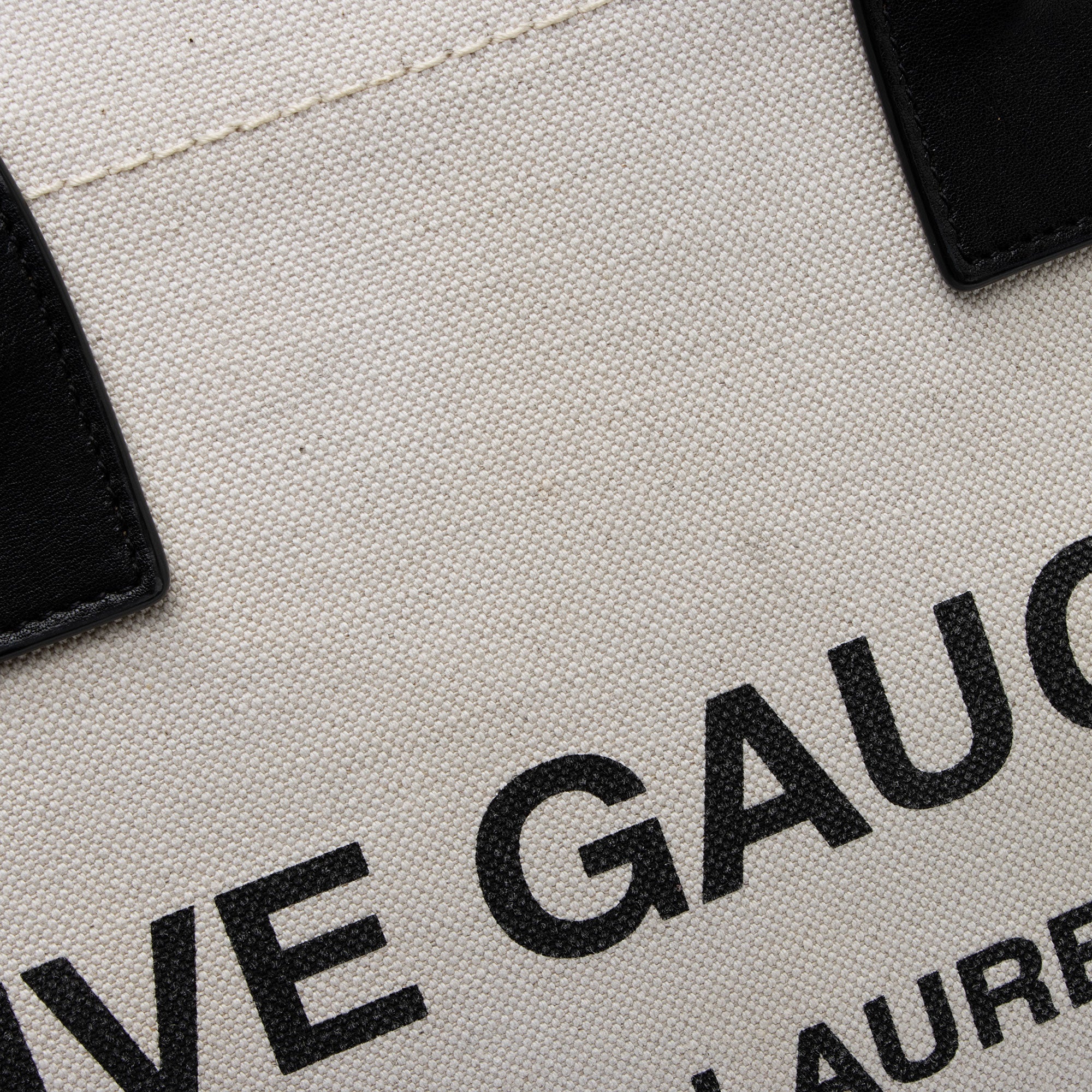 Saint Laurent Canvas Calfskin Rive Gauche Small Tote