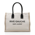 Saint Laurent Canvas Calfskin Rive Gauche Small Tote