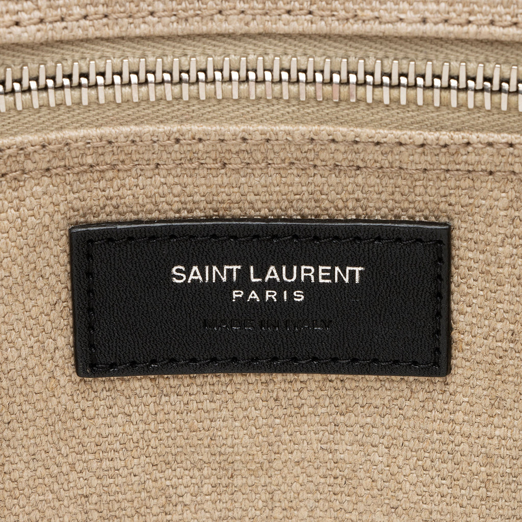 Saint Laurent Canvas Calfskin Rive Gauche Small Tote