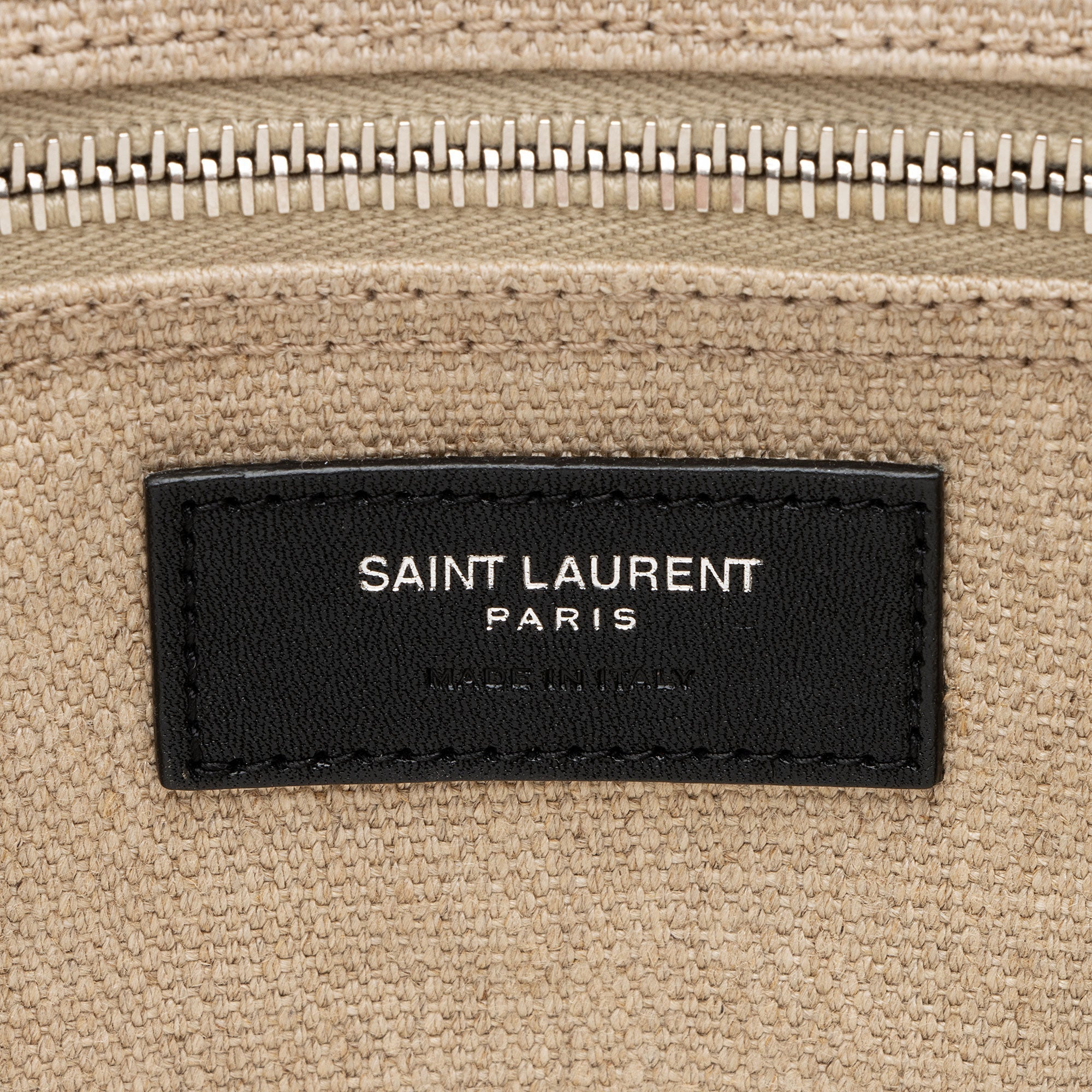 Saint Laurent Canvas Calfskin Rive Gauche Small Tote