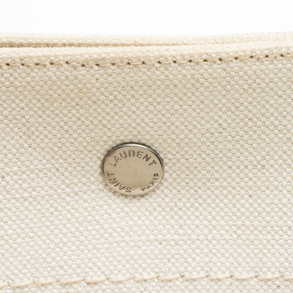 Saint Laurent Canvas Calfskin Rive Gauche Small Tote