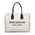 Saint Laurent Canvas Calfskin Rive Gauche Small Tote