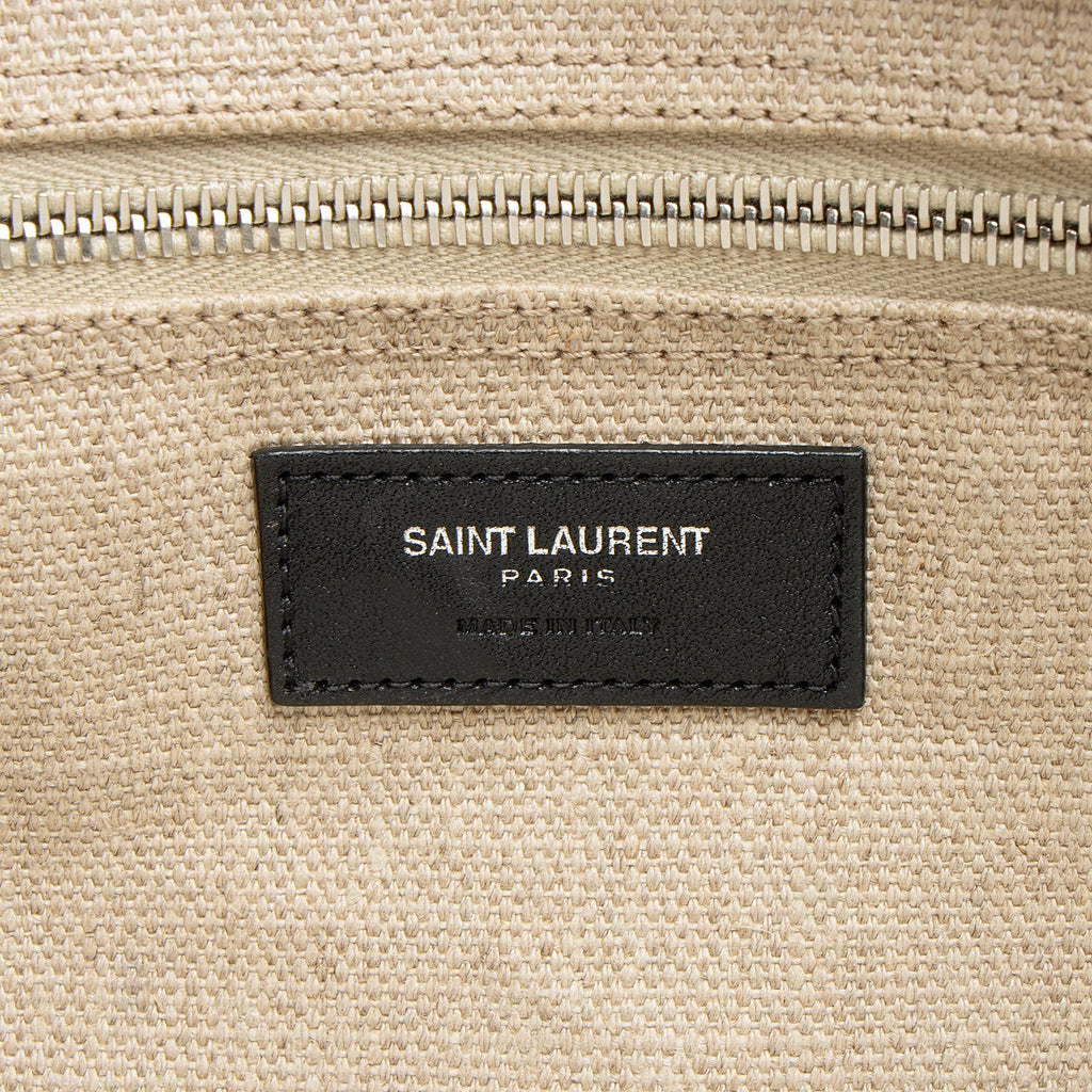 Saint Laurent Canvas Calfskin Rive Gauche Small Tote