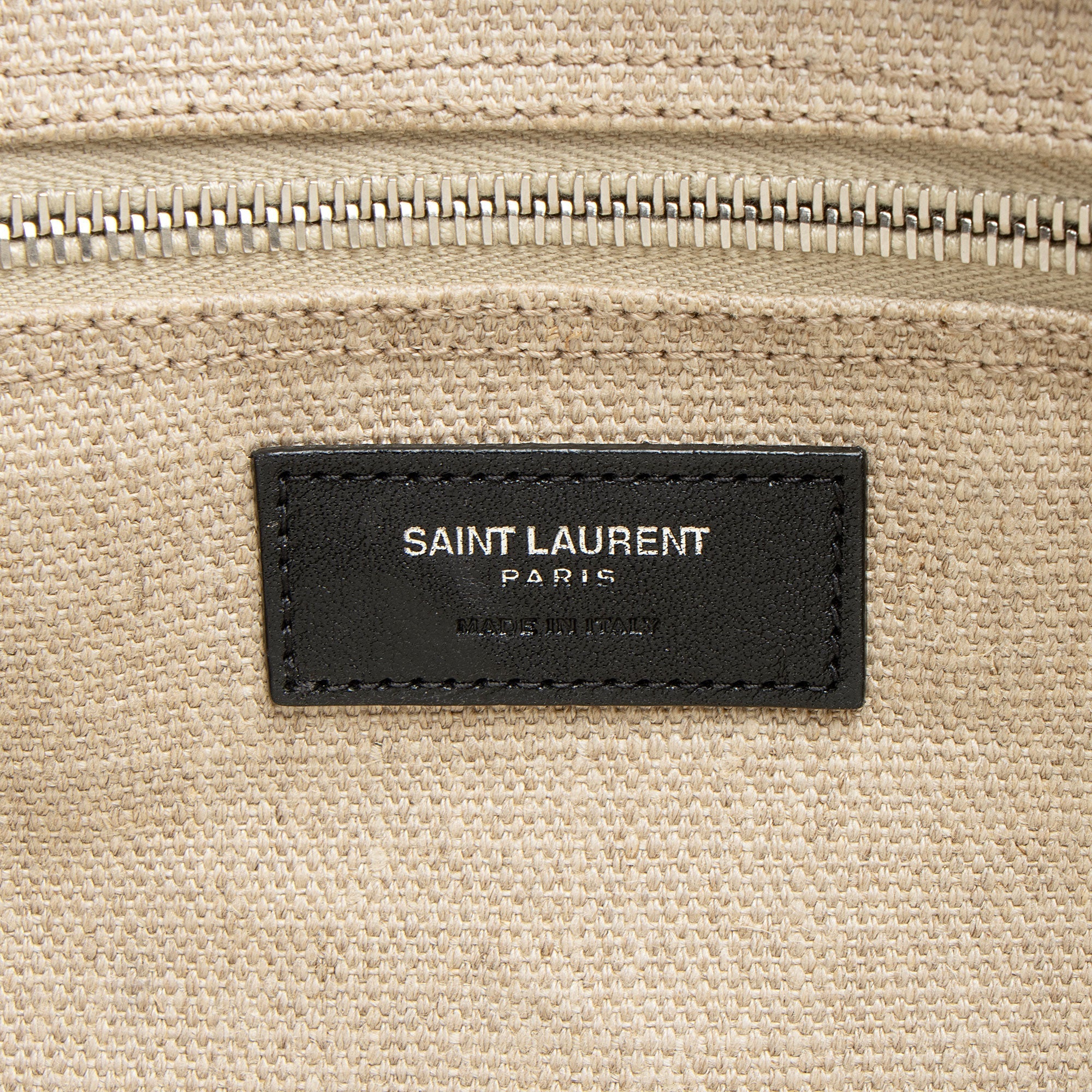 Saint Laurent Canvas Calfskin Rive Gauche Small Tote