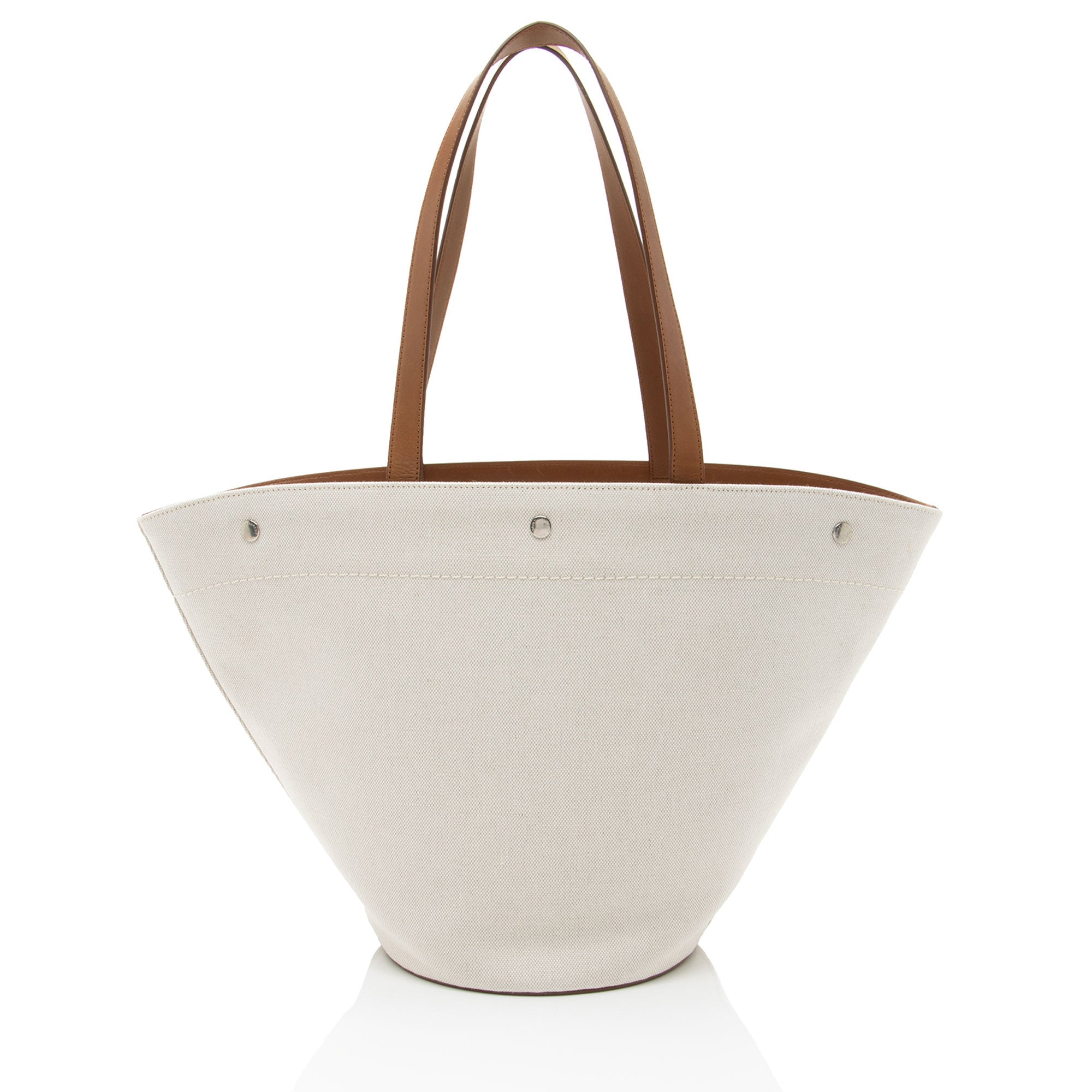 Saint Laurent Canvas Calfskin Trapezoid Rive Gauche Tote