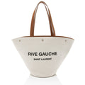 Saint Laurent Canvas Calfskin Trapezoid Rive Gauche Tote