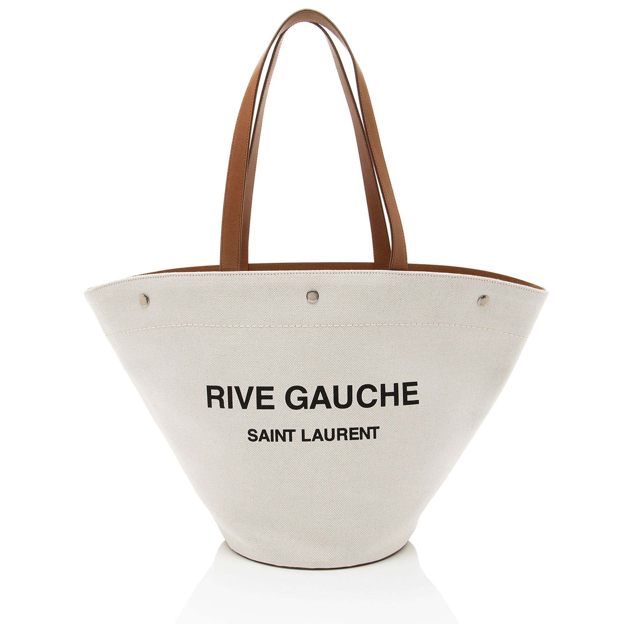 Saint Laurent Canvas Calfskin Trapezoid Rive Gauche Tote