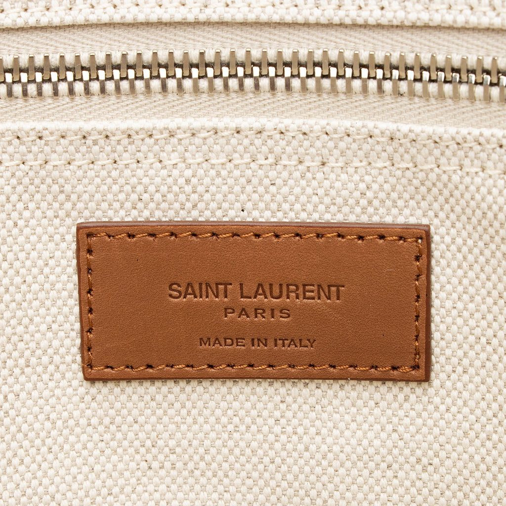 Saint Laurent Canvas Calfskin Trapezoid Rive Gauche Tote
