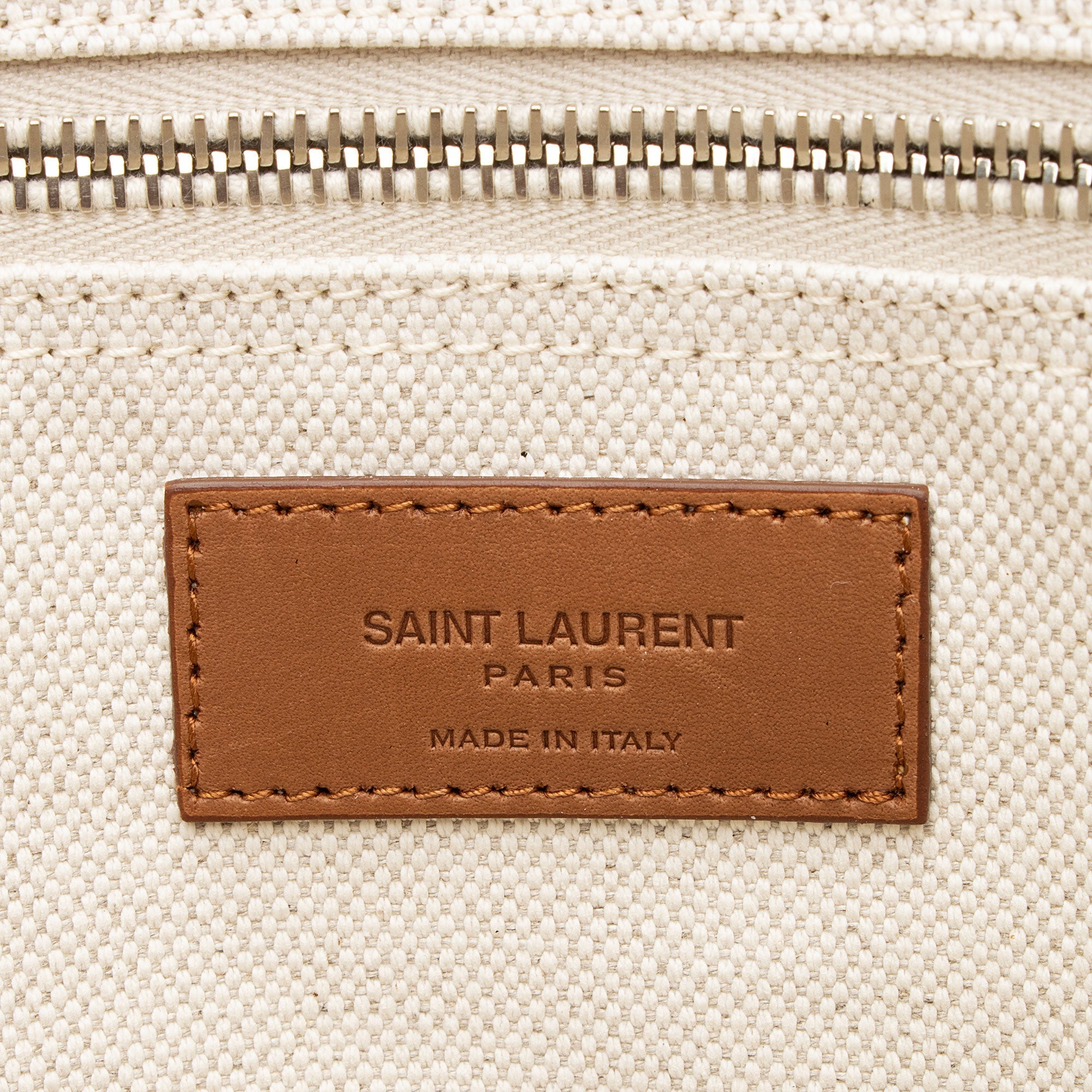 Saint Laurent Canvas Calfskin Trapezoid Rive Gauche Tote