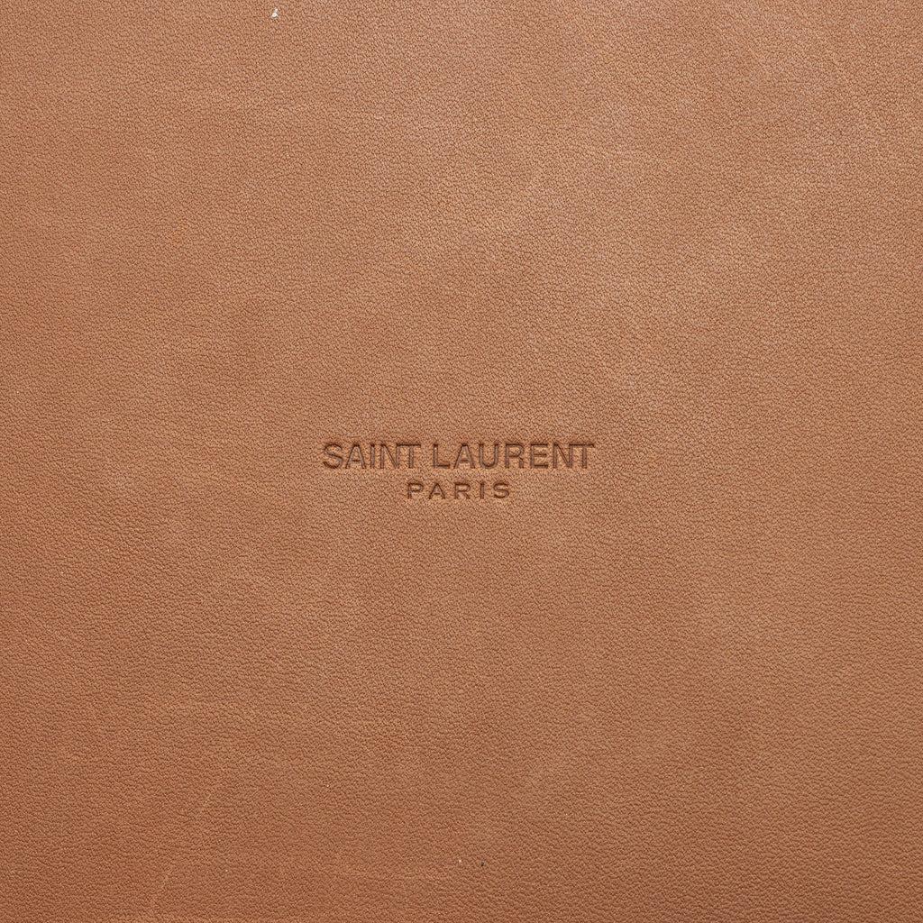 Saint Laurent Canvas Calfskin Trapezoid Rive Gauche Tote
