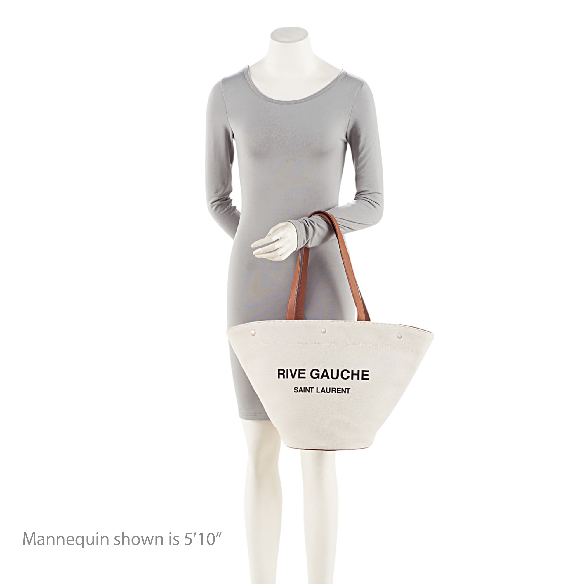 Saint Laurent Canvas Calfskin Trapezoid Rive Gauche Tote
