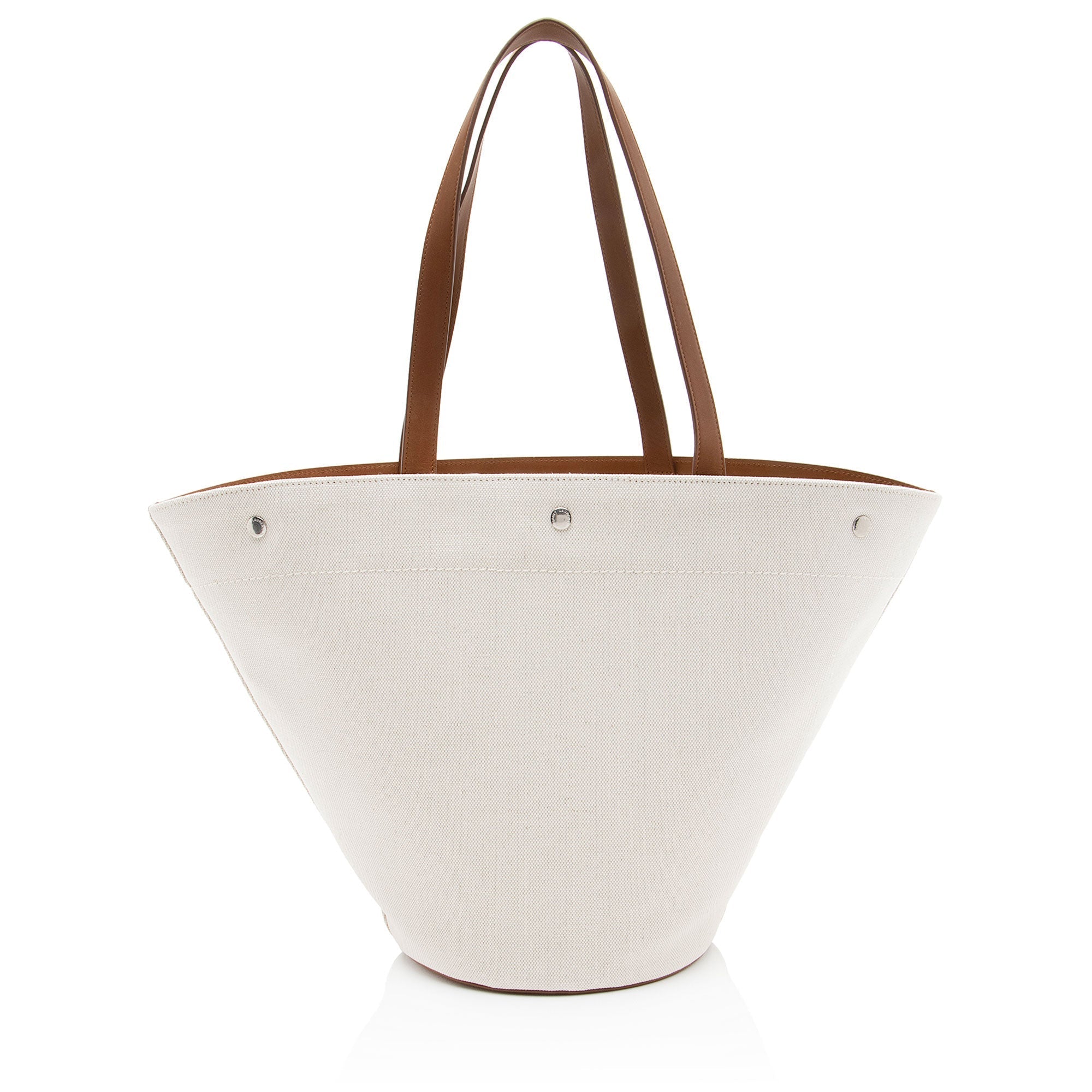 Saint Laurent Canvas Calfskin Trapezoid Rive Gauche Tote