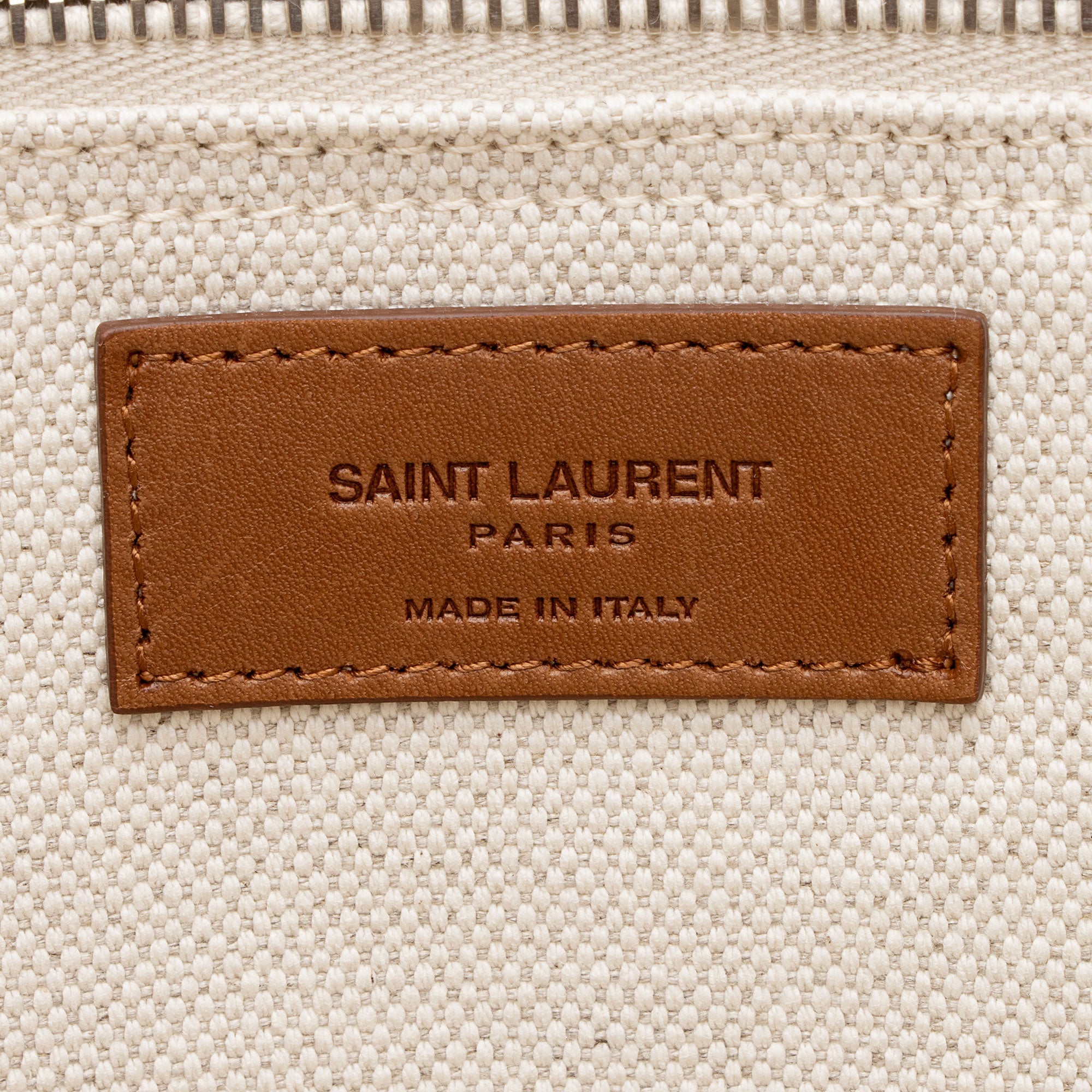 Saint Laurent Canvas Calfskin Trapezoid Rive Gauche Tote