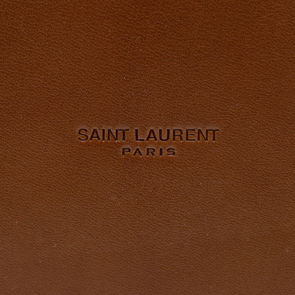 Saint Laurent Canvas Calfskin Trapezoid Rive Gauche Tote