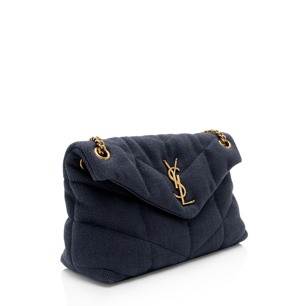 Saint Laurent Canvas Monogram Puffer LouLou Small Shoulder Bag (SHF-XqWUzx)