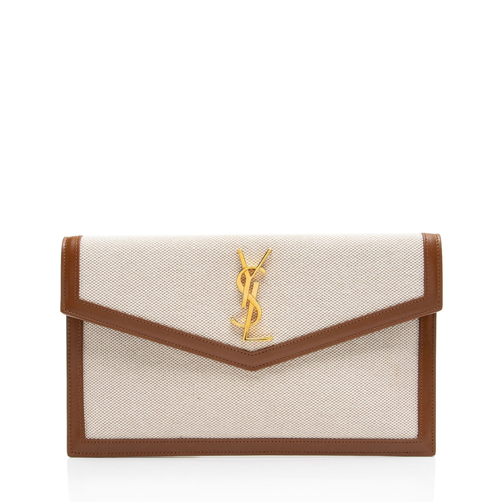 Saint Laurent Canvas Monogram Uptown Envelope Clutch