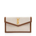 Saint Laurent Canvas Monogram Uptown Envelope Clutch