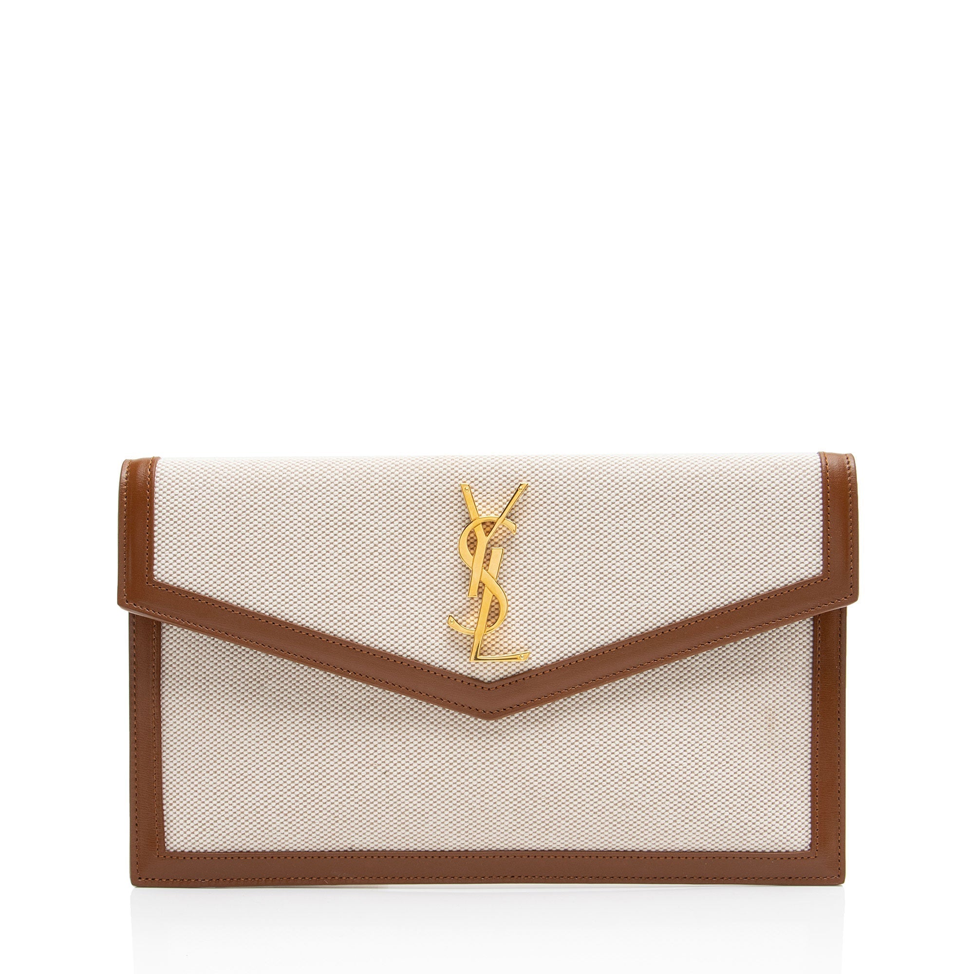 Saint Laurent Canvas Monogram Uptown Envelope Clutch