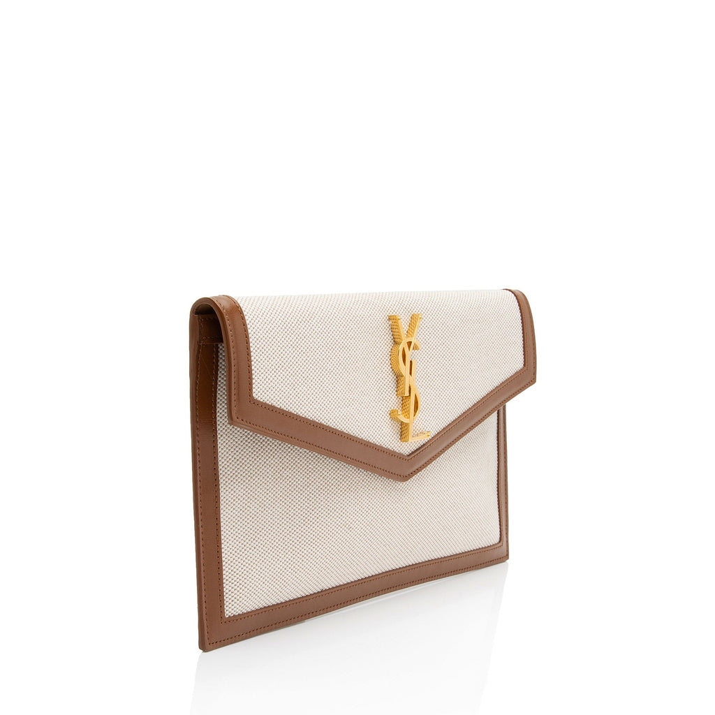 Saint Laurent Canvas Monogram Uptown Envelope Clutch