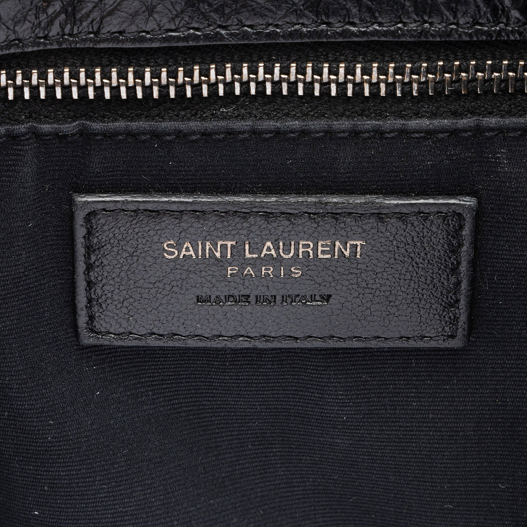 Saint Laurent Crinkled Calfskin Matte Black Monogram Niki Large Shoulder Bag (SHF-eFW25Q)