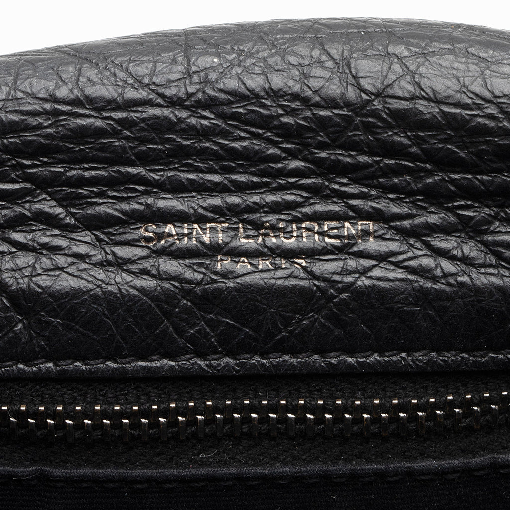Saint Laurent Crinkled Calfskin Matte Black Monogram Niki Large Shoulder Bag (SHF-eFW25Q)