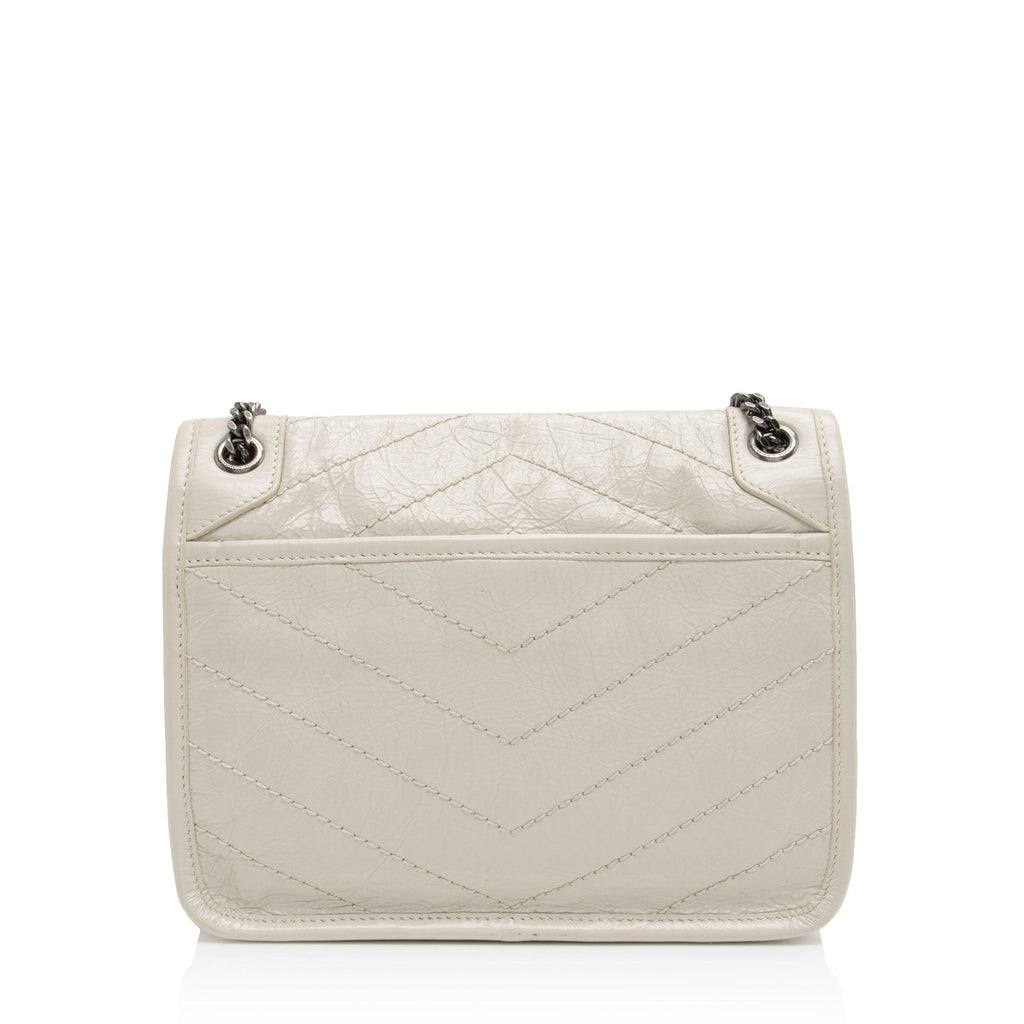 Saint Laurent Crinkled Calfskin Monogram Niki Baby Shoulder Bag (SHF-6jT1UC)