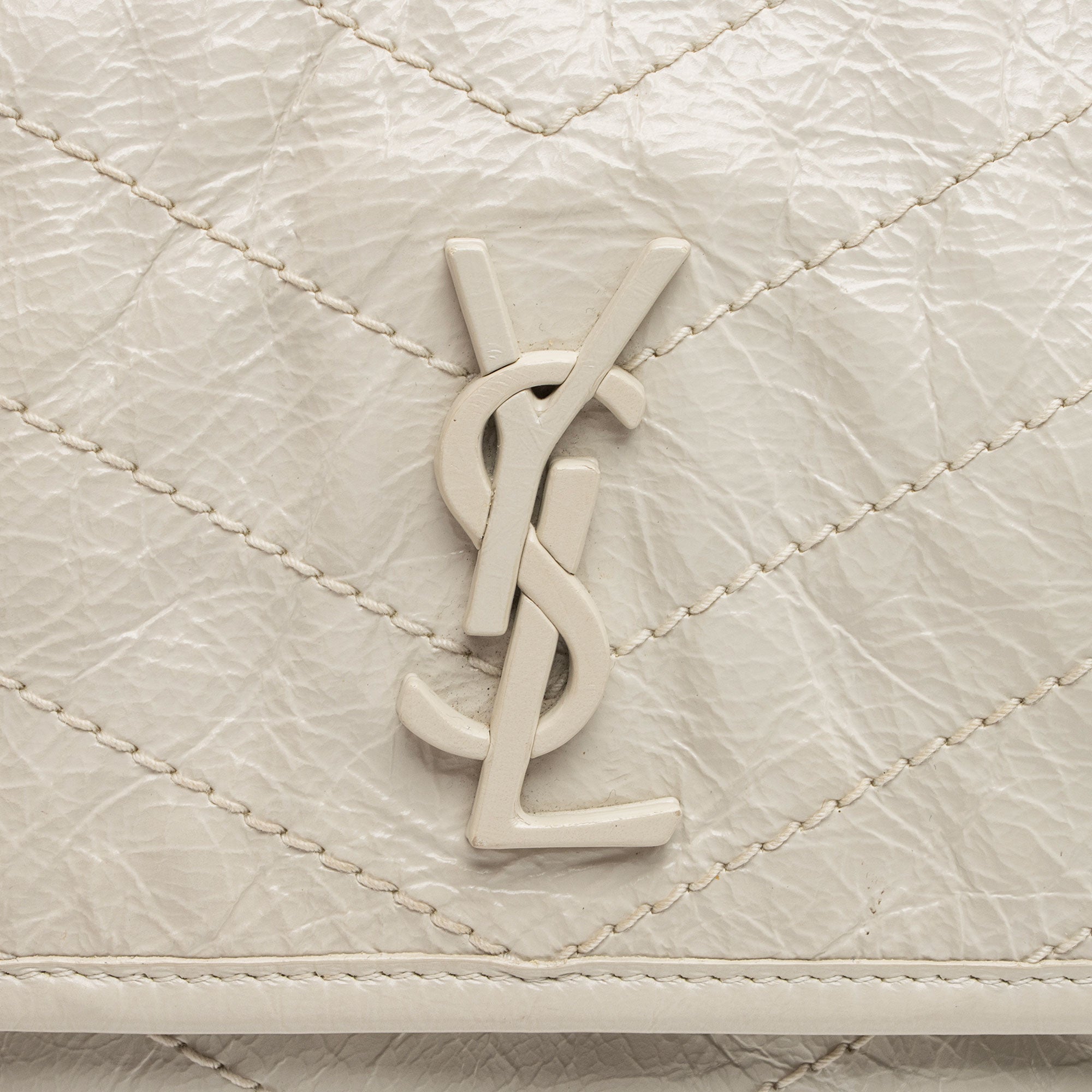 Saint Laurent Crinkled Calfskin Monogram Niki Baby Shoulder Bag (SHF-6jT1UC)