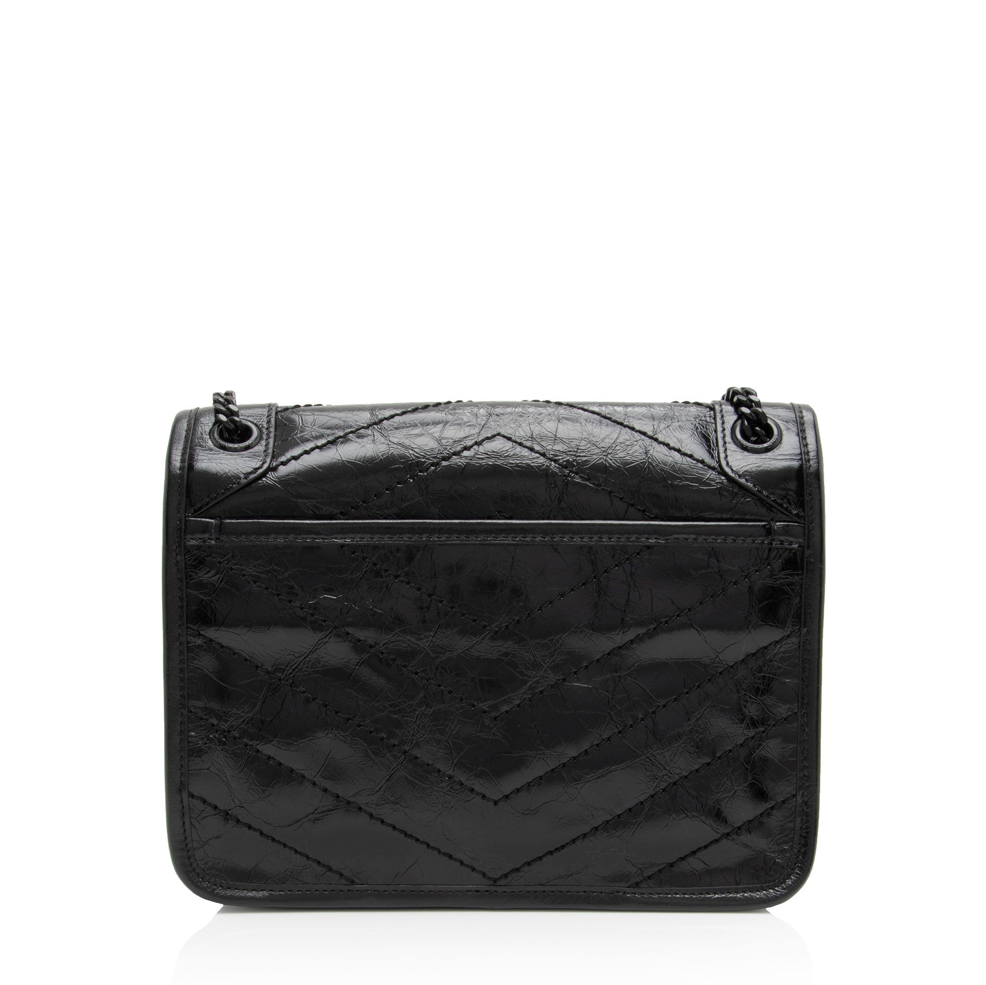 Saint Laurent Crinkled Calfskin Monogram Niki Baby Shoulder Bag (SHF-BRqPlH)