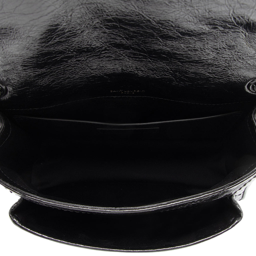 Saint Laurent Crinkled Calfskin Monogram Niki Baby Shoulder Bag (SHF-BRqPlH)