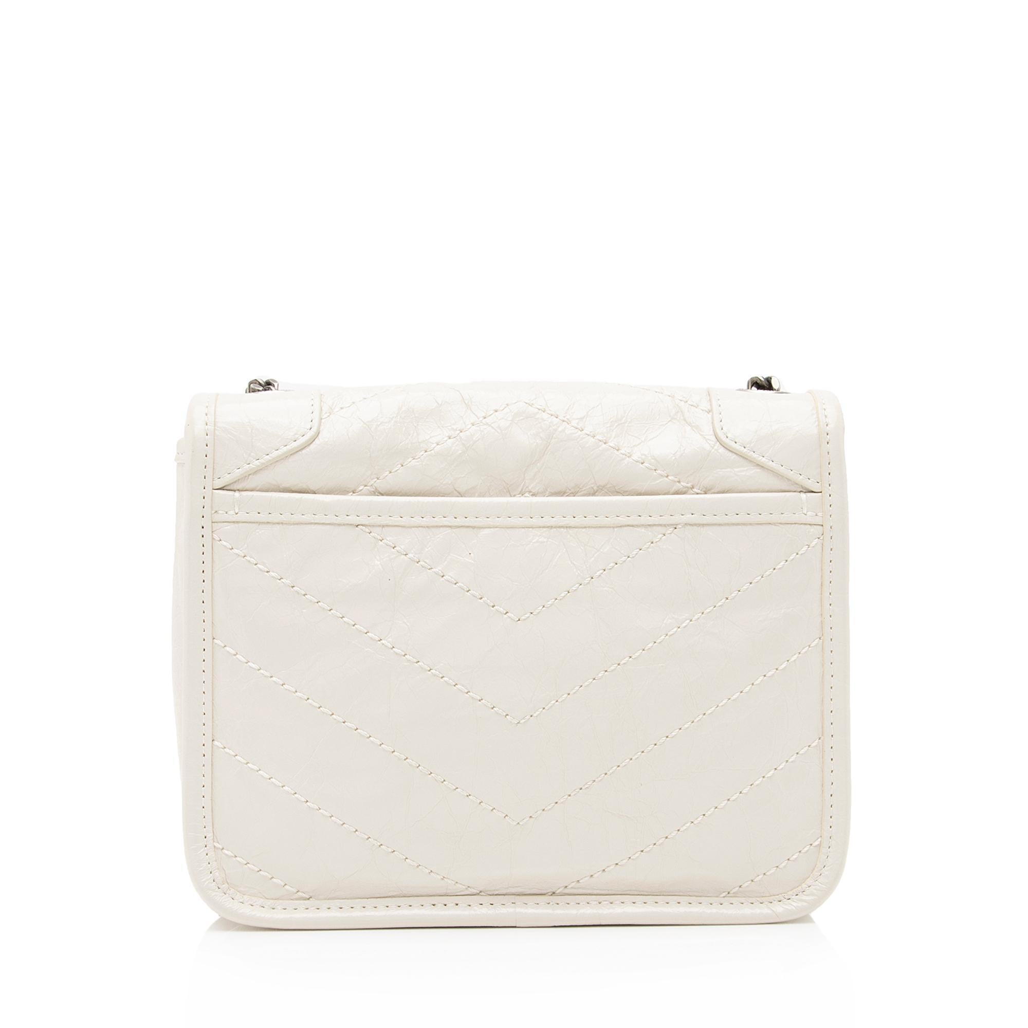 Saint Laurent Crinkled Calfskin Monogram Niki Chain Wallet (SHF-23686)