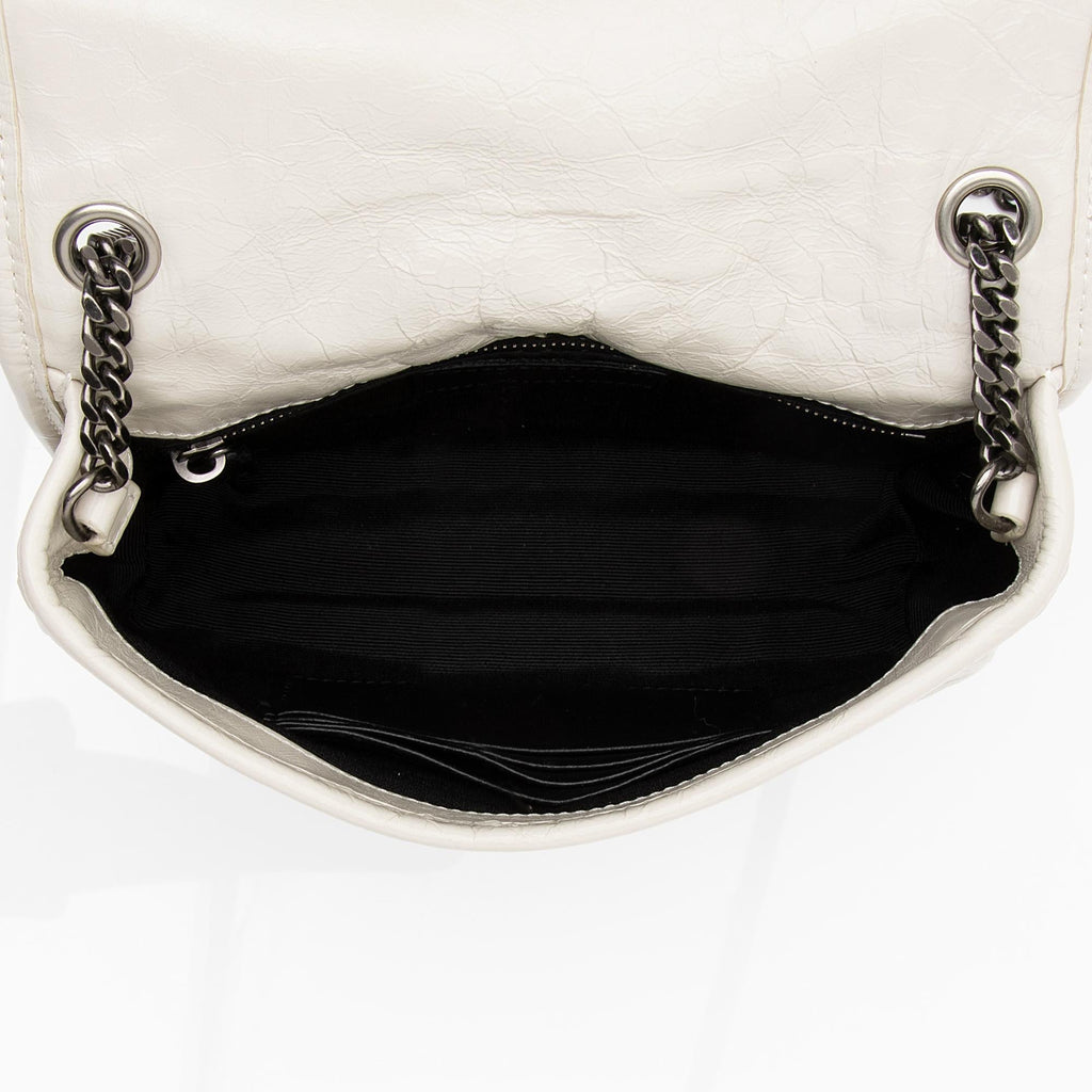 Saint Laurent Crinkled Calfskin Monogram Niki Chain Wallet (SHF-23686)