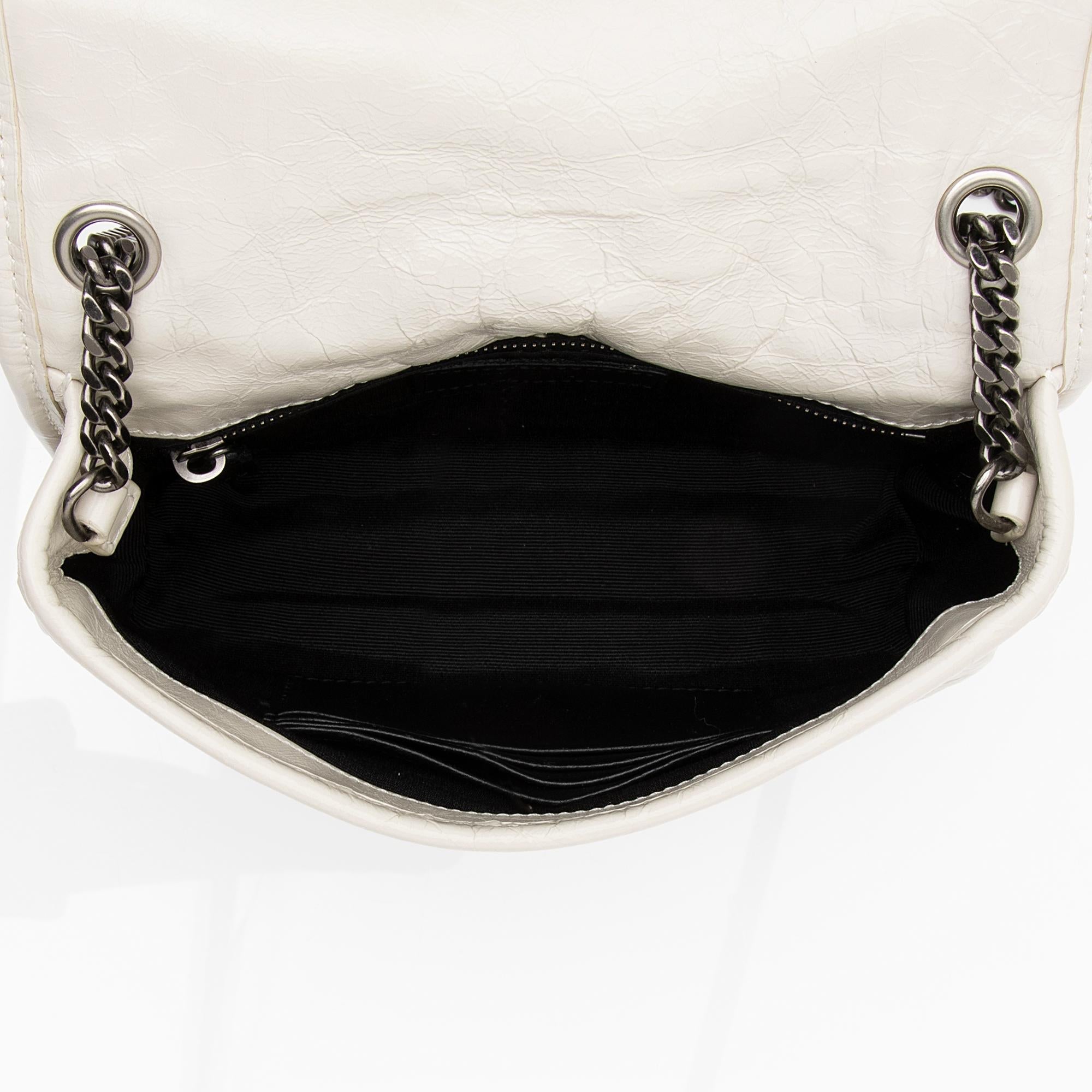Saint Laurent Crinkled Calfskin Monogram Niki Chain Wallet (SHF-23686)
