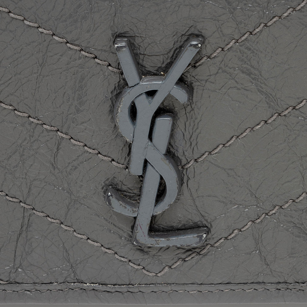 Saint Laurent Crinkled Calfskin Monogram Niki Chain Wallet (SHF-9O6DRW)