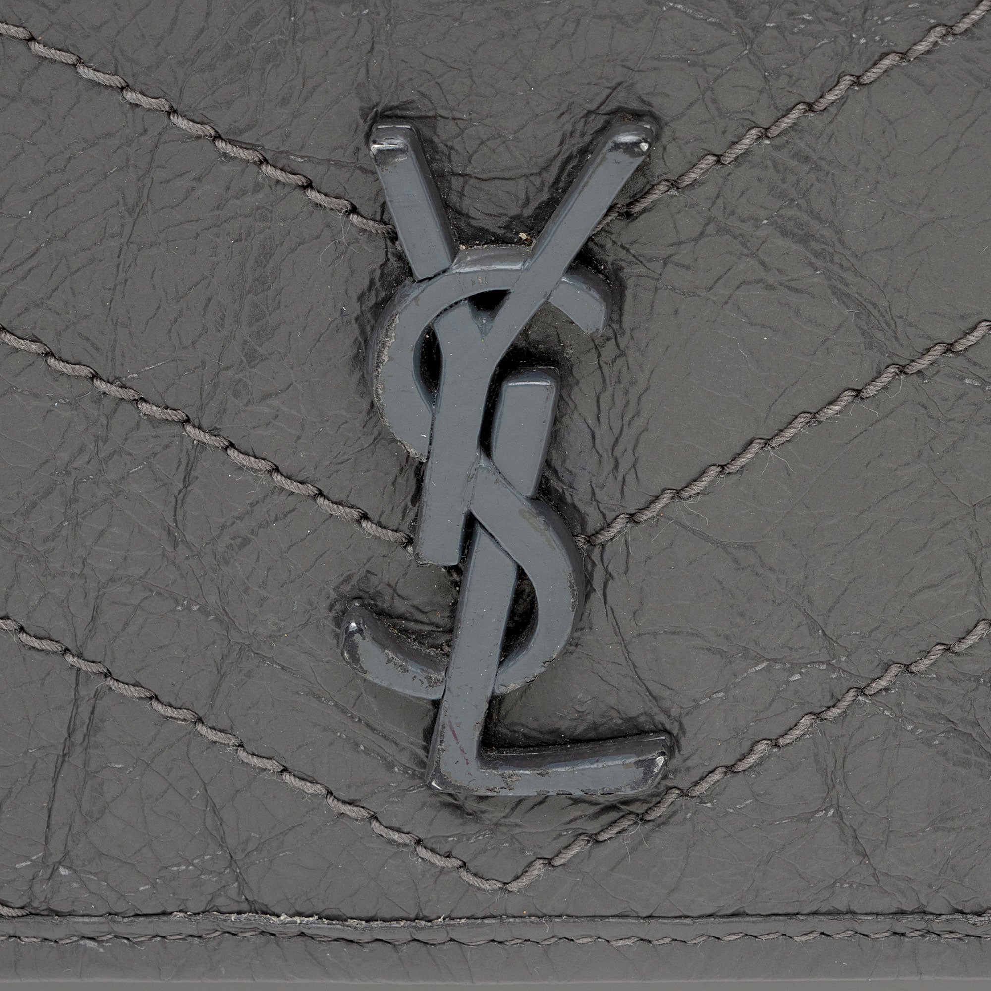 Saint Laurent Crinkled Calfskin Monogram Niki Chain Wallet (SHF-9O6DRW)