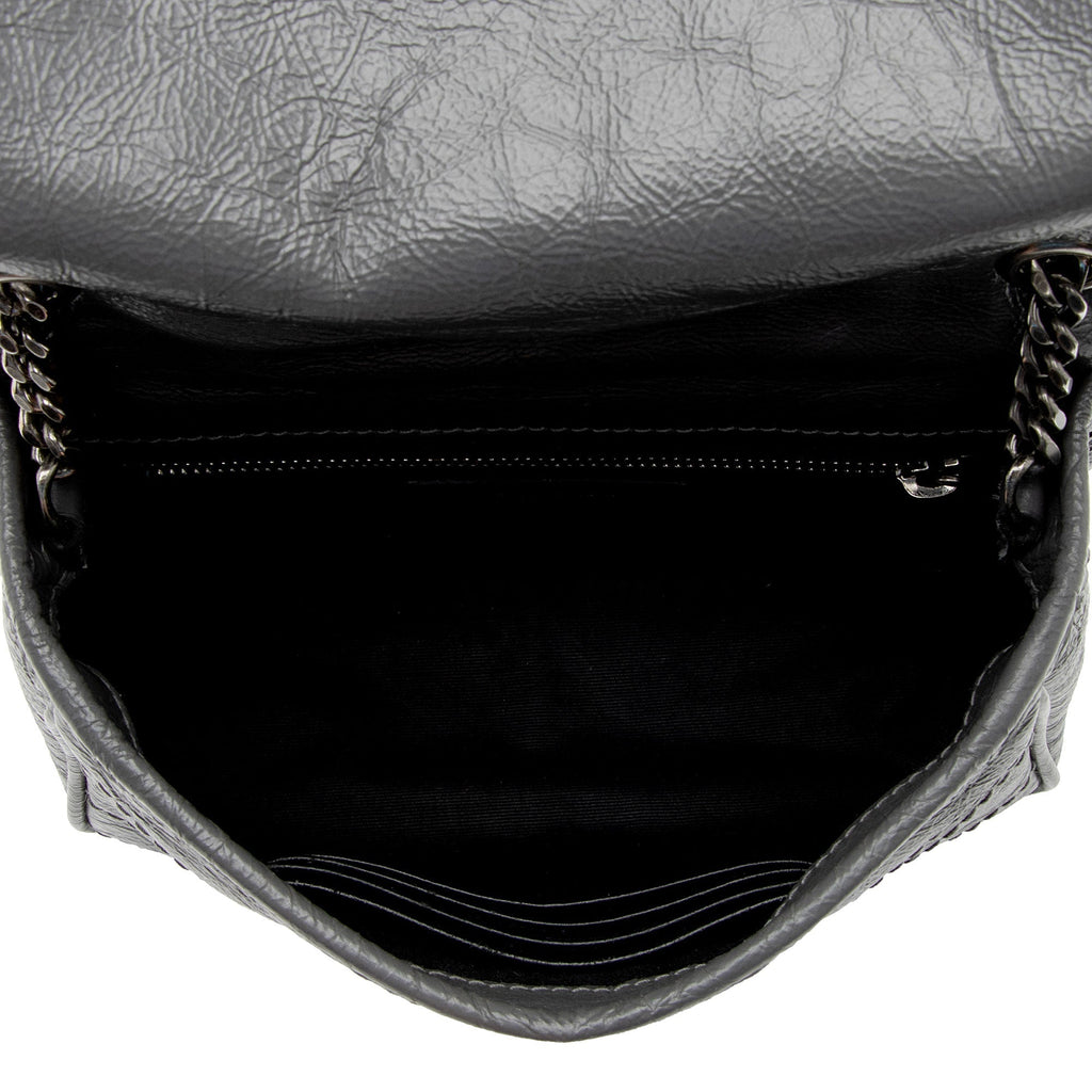 Saint Laurent Crinkled Calfskin Monogram Niki Chain Wallet (SHF-9O6DRW)