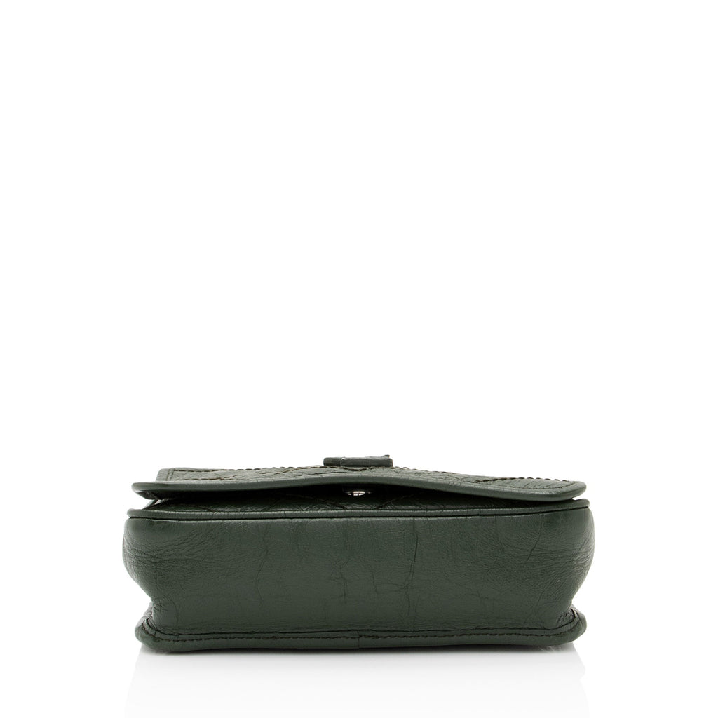 Saint Laurent Crinkled Calfskin Monogram Niki Chain Wallet (SHF-w5uFiz)