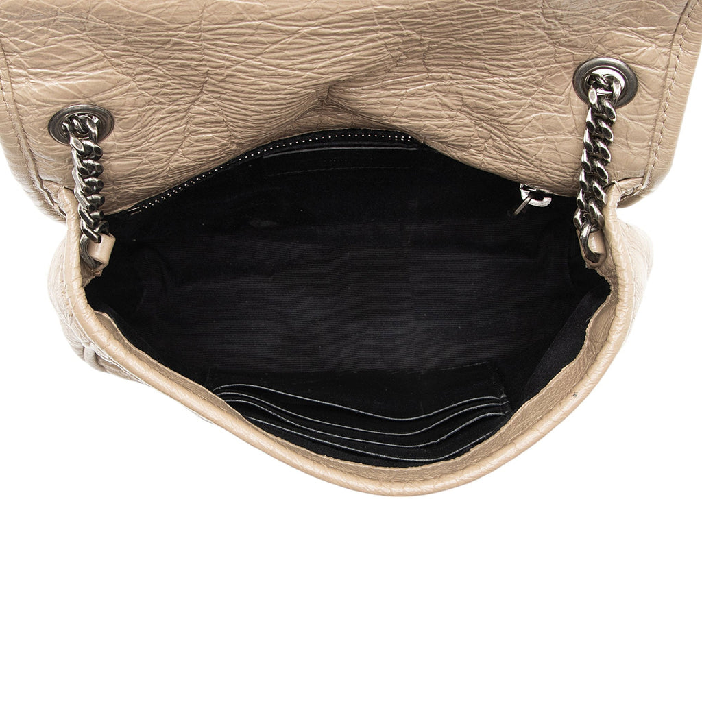 Saint Laurent Crinkled Calfskin Monogram Niki Chain Wallet (SHF-afCOLO)