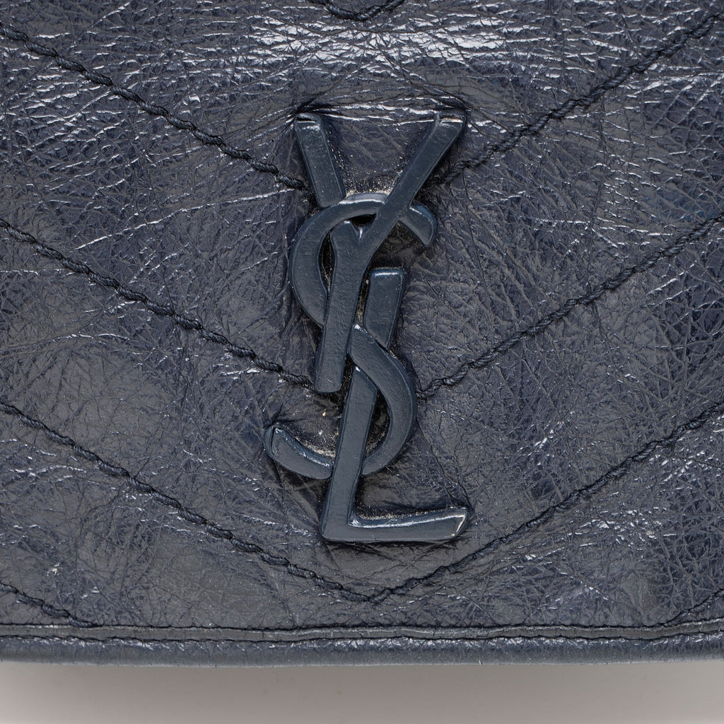 Saint Laurent Crinkled Calfskin Monogram Niki Chain Wallet