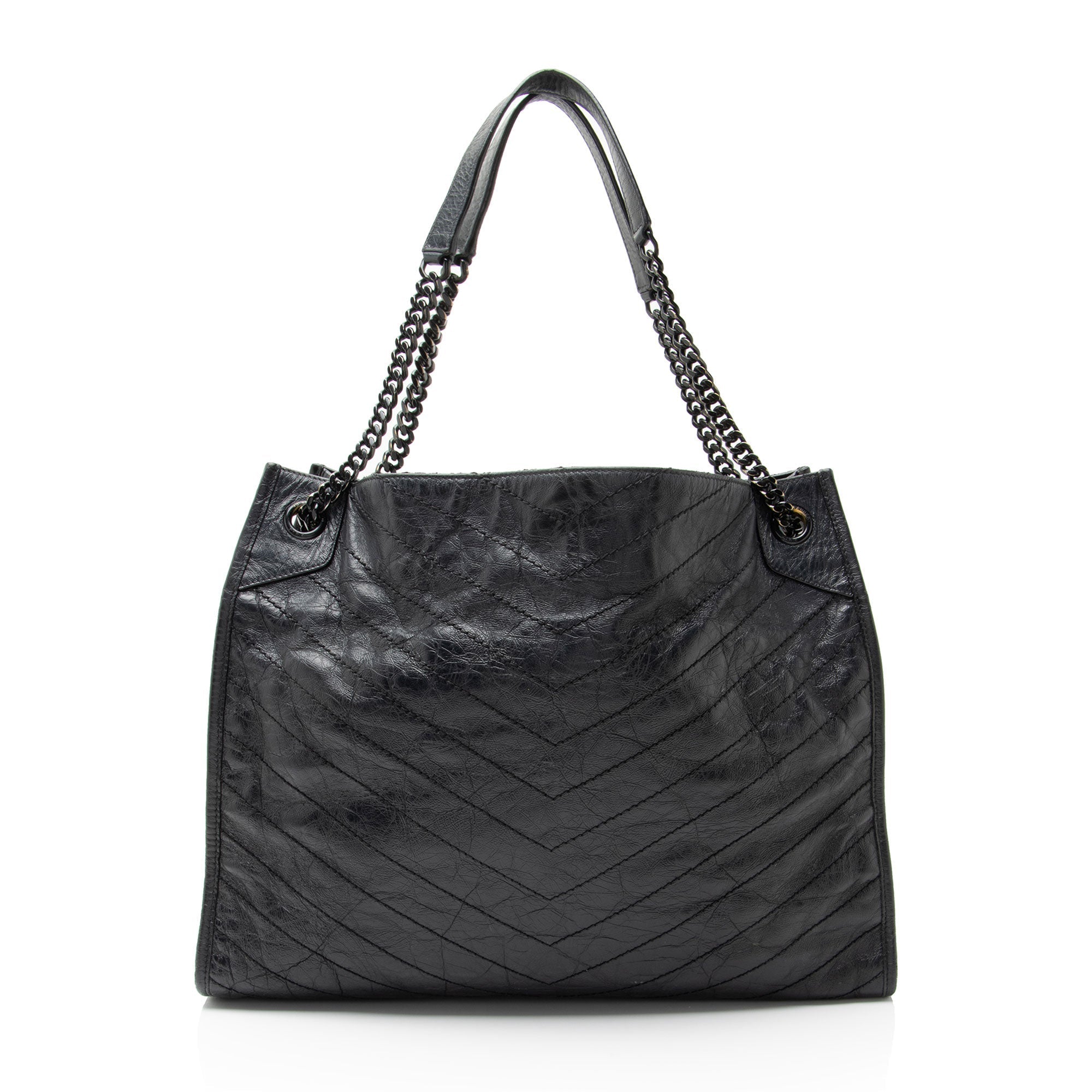 Saint Laurent Crinkled Calfskin Monogram Niki Large Shopping Tote