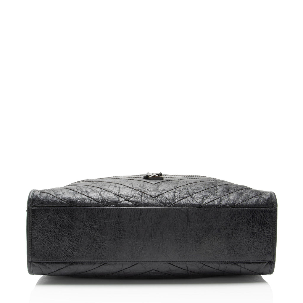 Saint Laurent Crinkled Calfskin Monogram Niki Large Shopping Tote